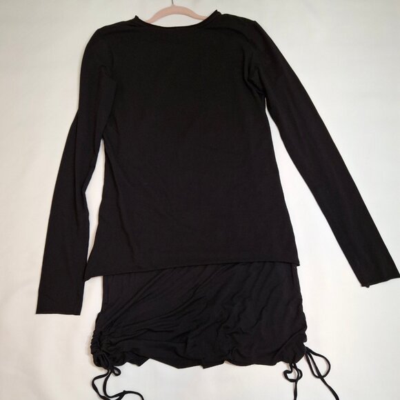 Lamps 2-Layer Bodycon Dress Size M Drawstring Side Ruching Long Sleeves Stretch - Picture 9 of 16